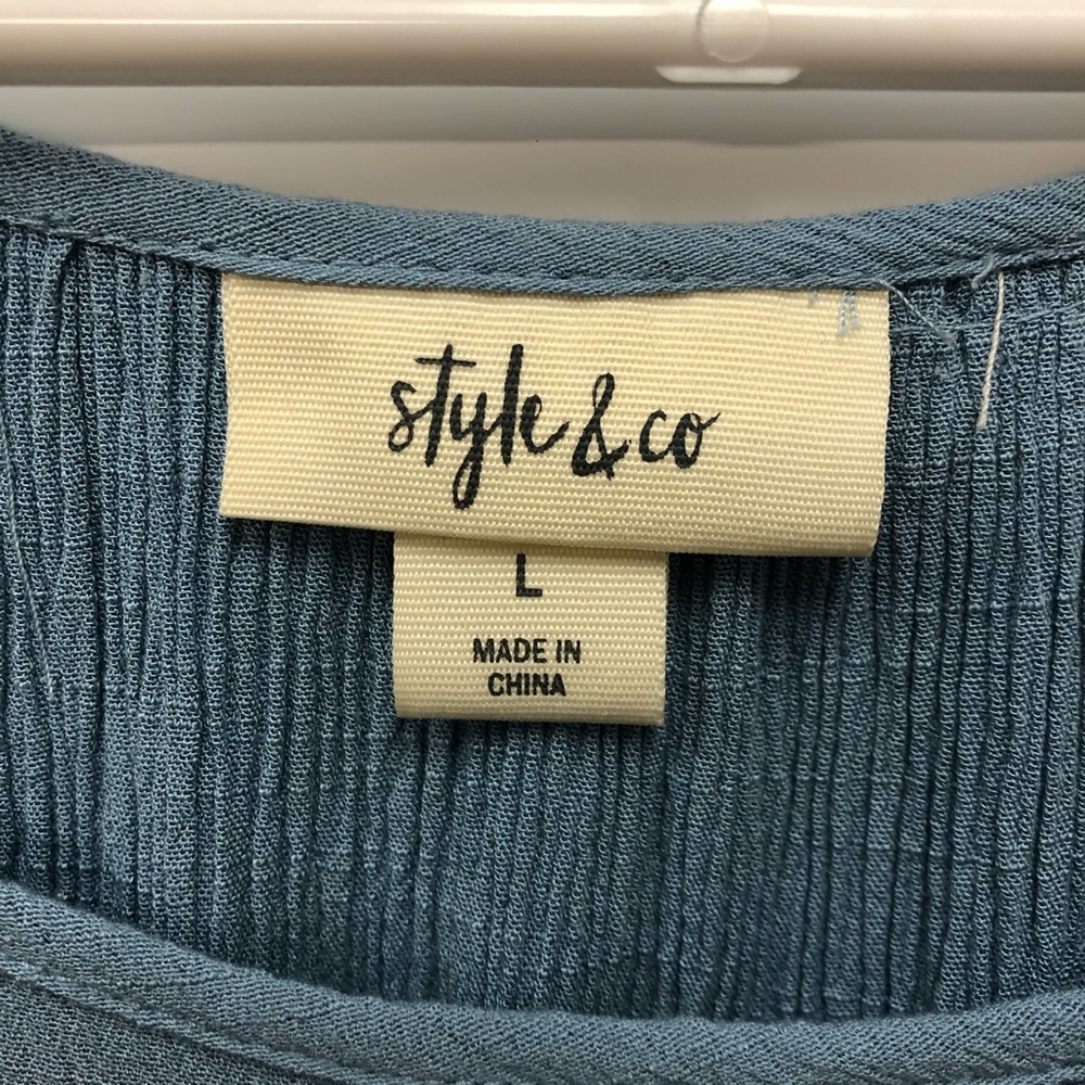 Style & Co 3/4 ruffle sleeve Boho top Size Large - Picture 5 of 6